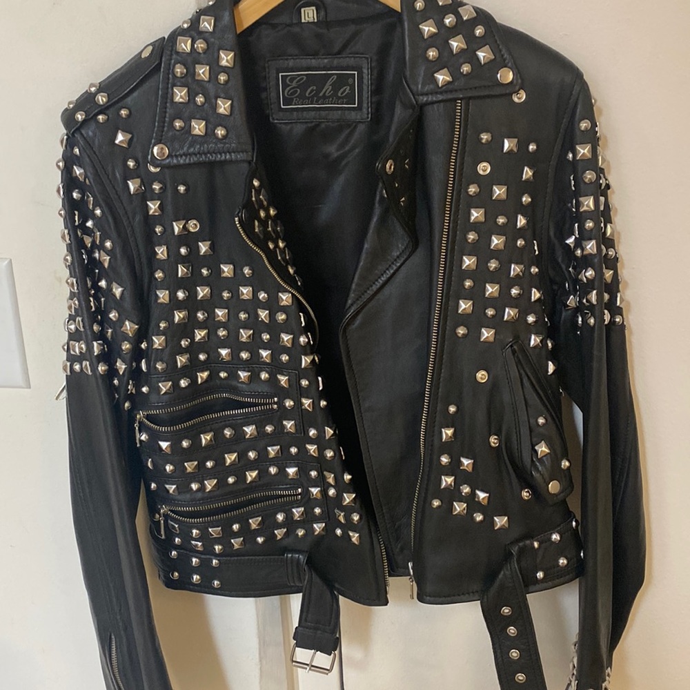 Real leather jacket with studs